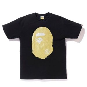Bape Shirts | Bape Gold Glitter Ape Head Tee | Poshmark